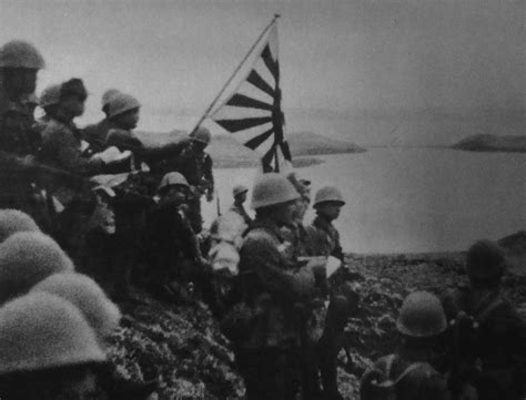 Japanese troops landing on Attu Island