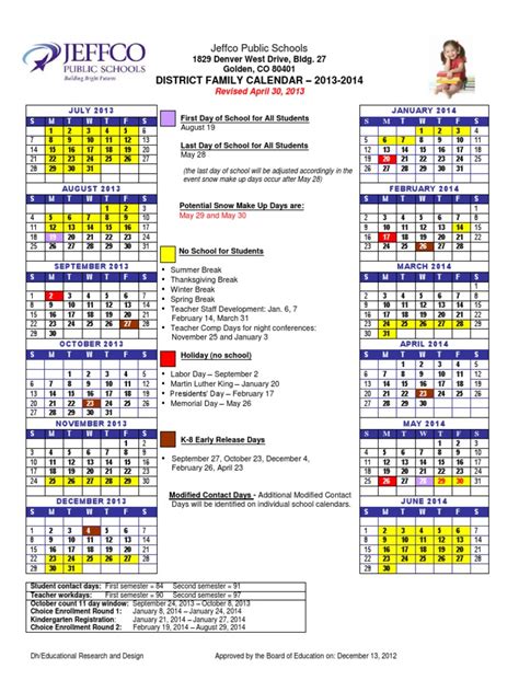 Jeffco Public Schools Colorado Calendar FAQs