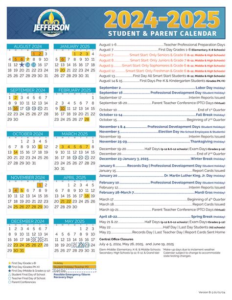 Jefferson Parish Schools Calendar and Student Success