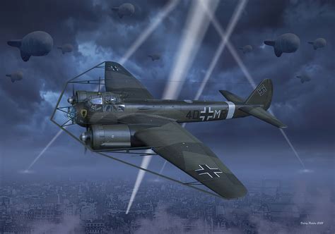 Ju 88 Night Fighter engaging a British bomber