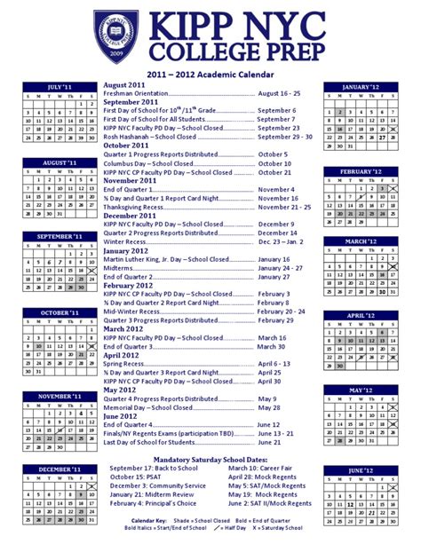 KIPP DC School Calendar Overview