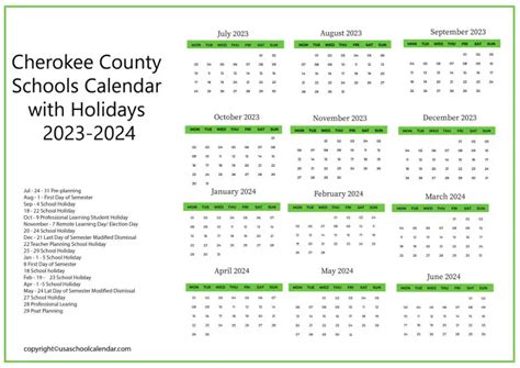 Key Dates in Cherokee County Schools Ga Calendar