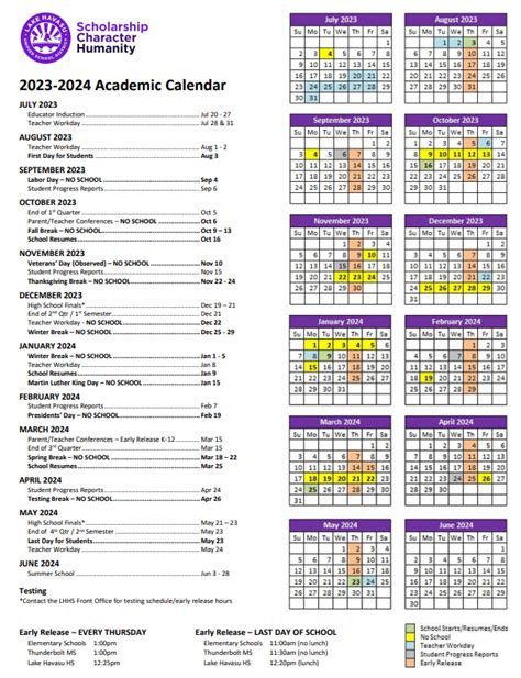 LBSUD Calendar Overview