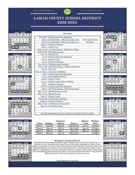 Lamar ISD Calendar Image 1