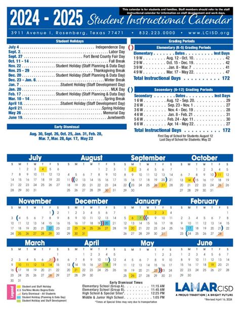 Lamar ISD Calendar Image 2