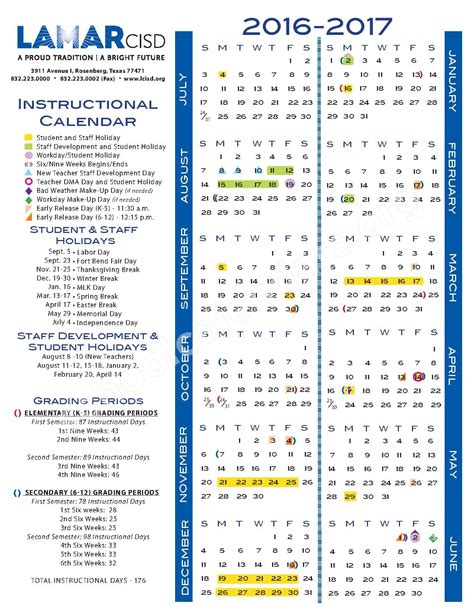 Lamar ISD Calendar Image 8