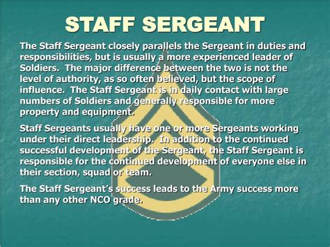 Leadership Role of Staff Sergeant