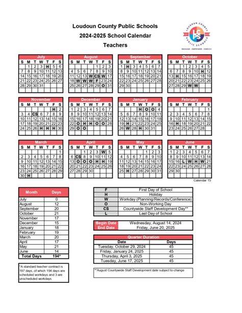 Loudoun County School Calendar Information