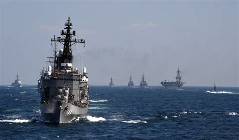 MSDF ships participating in a joint exercise with other nations