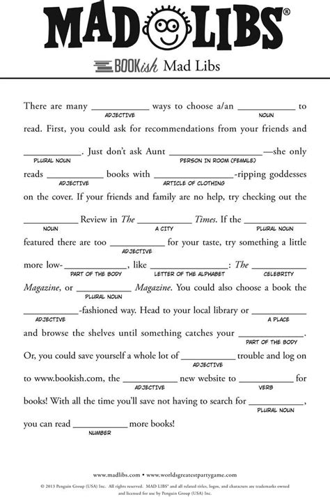 Mad Libs Print Example 1