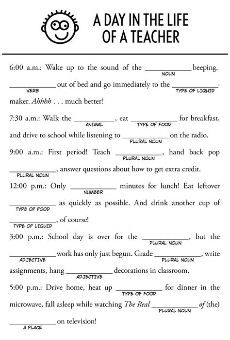 Mad Libs Printable