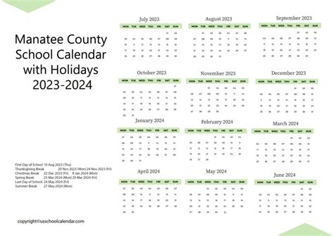 Manatee Schools Calendar Image 10