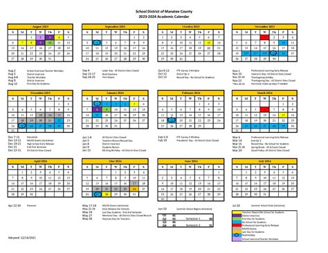 Manatee Schools Calendar Parental Involvement Image