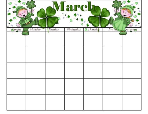 March Calendar Printable Templates