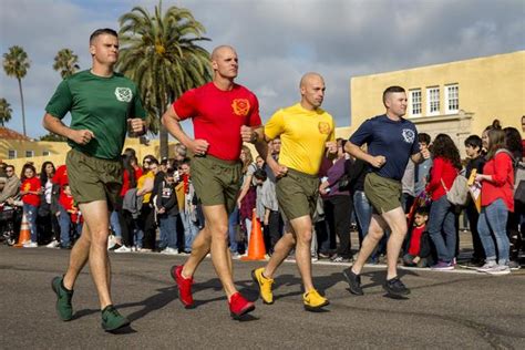 Marine Boot Camp Recruits Running