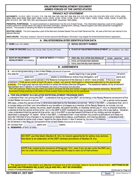 Marine Corps Enlistment Contract