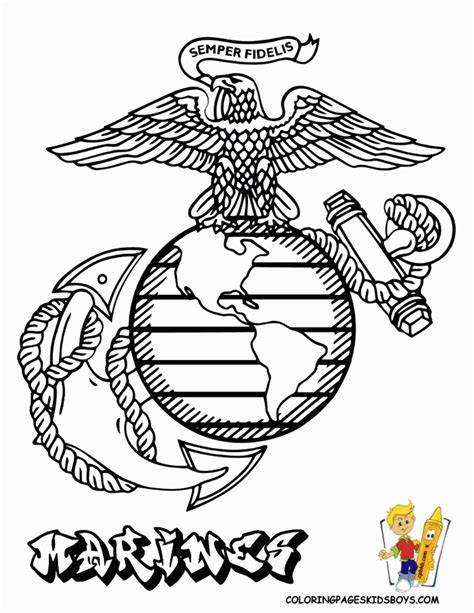 Marines coloring with crayons