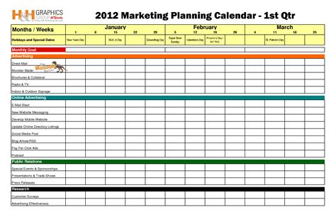 Marketing Calendar Design Template