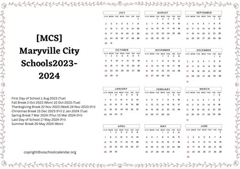 Maryville Schools Calendar Holiday