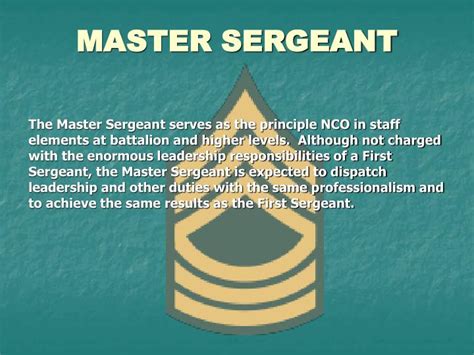 Master Sergeant Duties