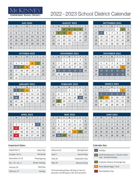 McKinney ISD Calendar