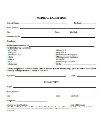 Medical Exemption