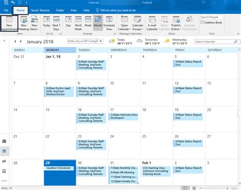 Microsoft Outlook Calendar