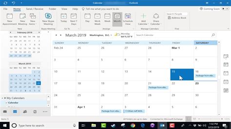 Microsoft Outlook Calendar Grid