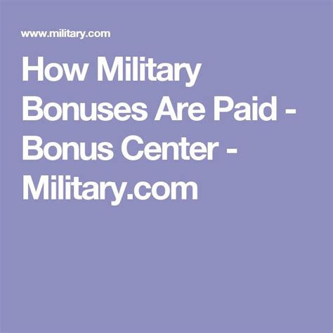 Military Bonuses