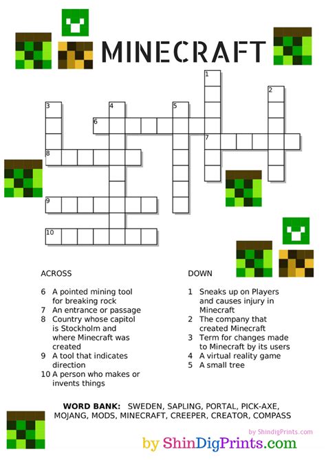 Minecraft Activity Pages for Kids