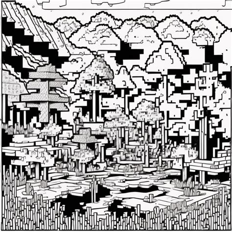 Minecraft Landscape Coloring Page