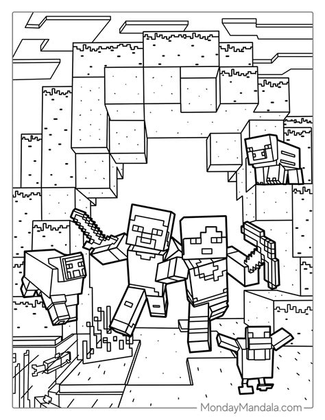 Minecraft Scene Coloring Page