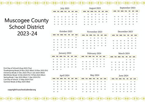 Muscogee County School District Calendar Image 9