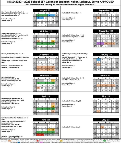 NEISD Calendar Communication