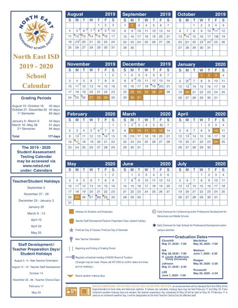 NEISD Calendar Organization