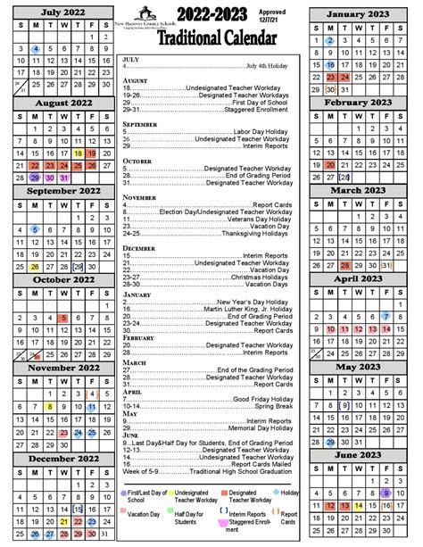 NHCS Calendar Overview