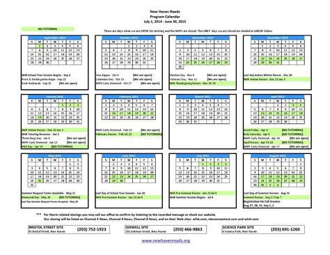 NHPS Calendar Overview