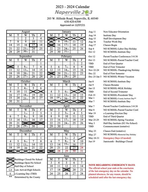 Naperville 203 Calendar Features