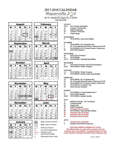 Naperville District 203 Calendar Benefits