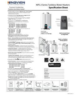 Navien Npe 240a2 Technical Specifications