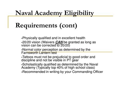 Navy Academy Requirements