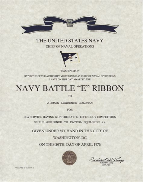 Navy Battle E Ribbon Image 1