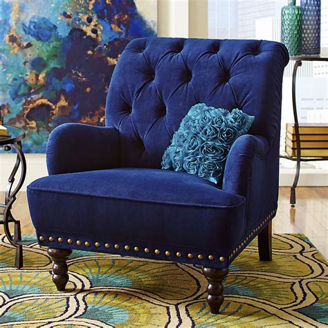 Navy Blue Accent Chair in a coastal chic setting