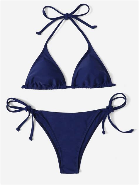 Navy Blue Bikini Beach Look