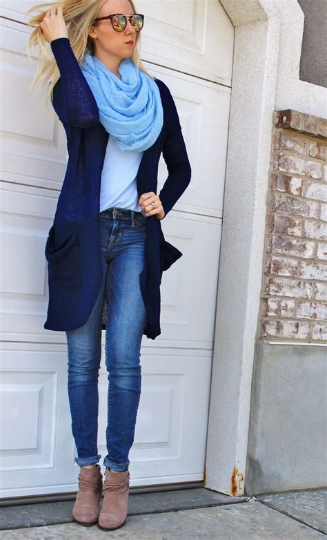 Navy Blue Cardigan Outfit Ideas