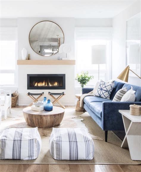 Navy Blue Couch in a Farmhouse Style