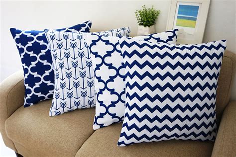 Navy Blue Couch Pillows Chevron Design