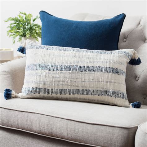 Navy Blue Couch Pillows Striped Design