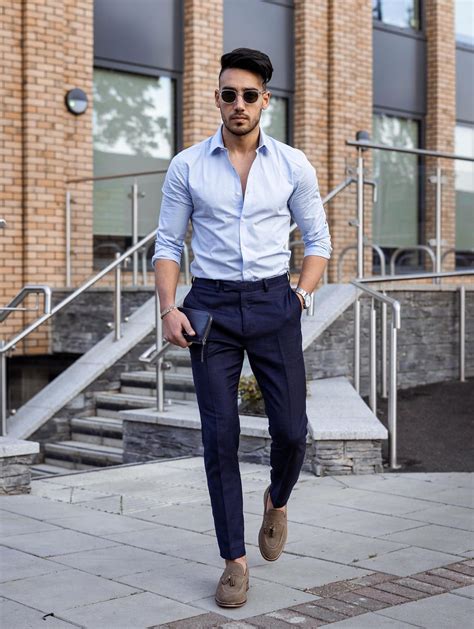 Navy Blue Dress Shirt with Chinos