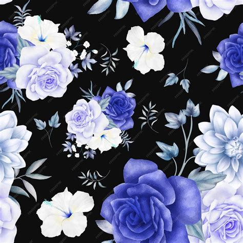 Navy Blue Floral Wallpaper